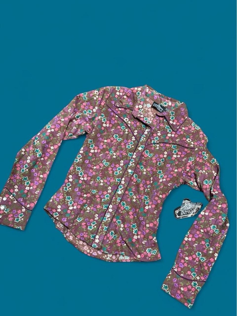 Angie dead stock y2k Pink Floral Button-Up Shirt